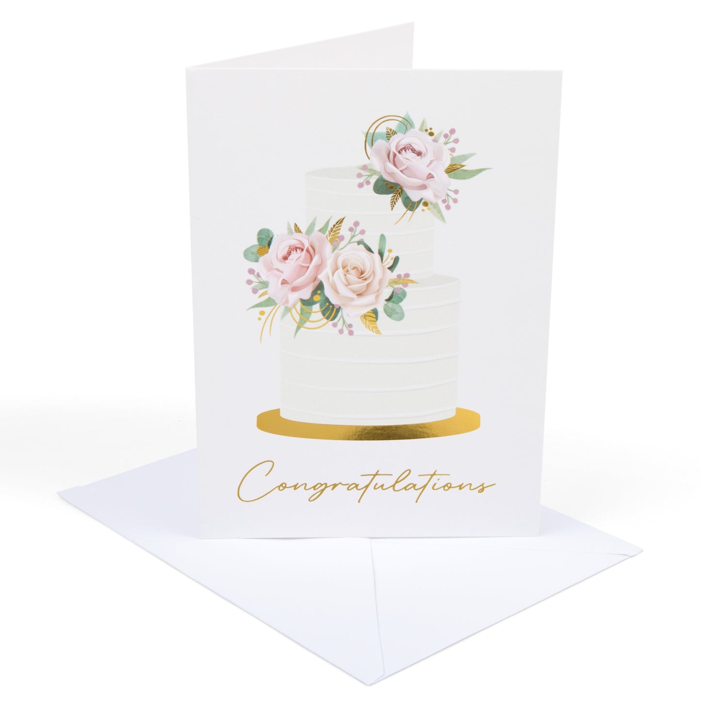 Congratulations Wedding Card with Gold Foil and Envelope