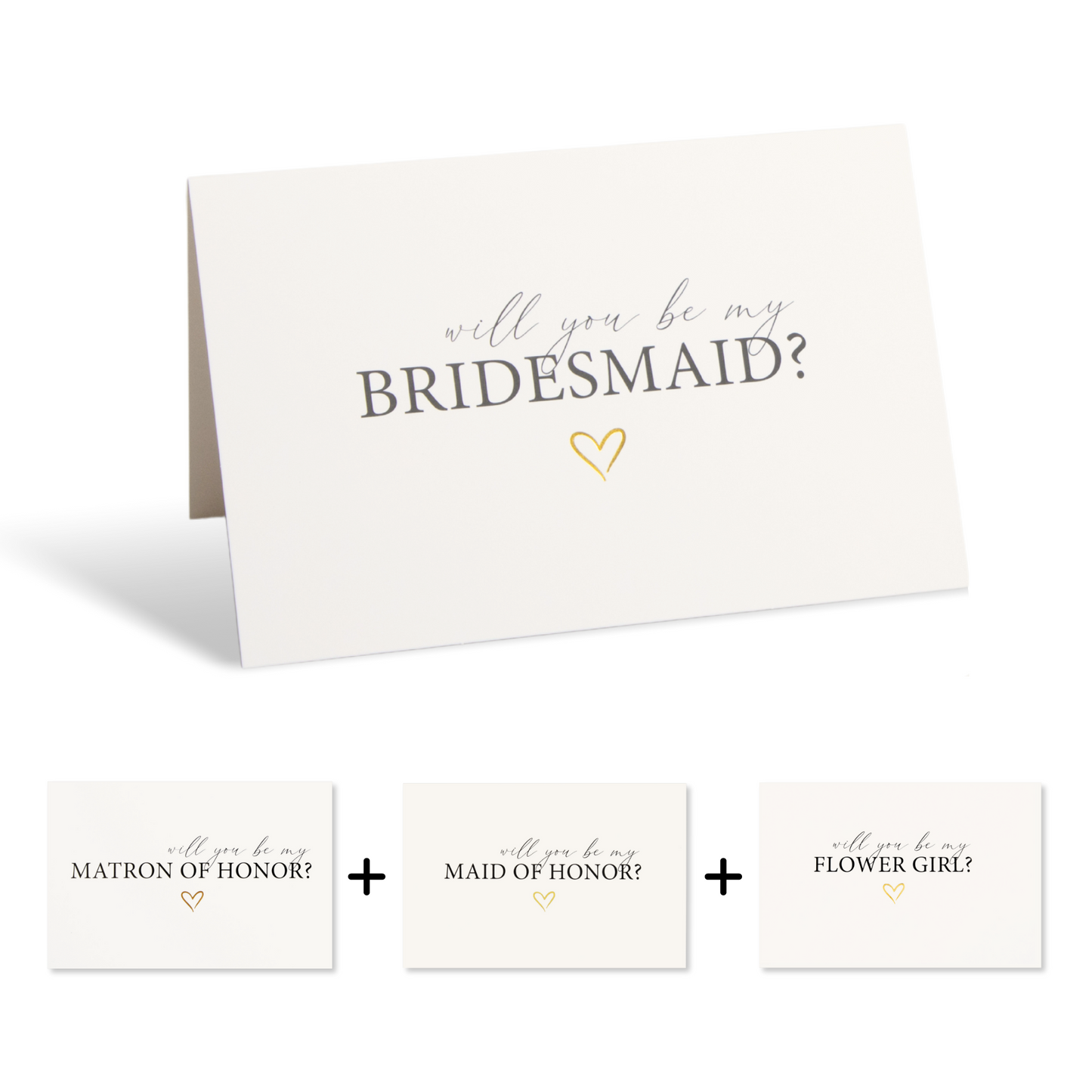 Will You Be My Bridesmaid Card Set of 12 - 8 Bridesmaid, 2 Maid of Honor, 1 Matron of Honor, 1 Flower girl with Envelopes and Sealing Stickers