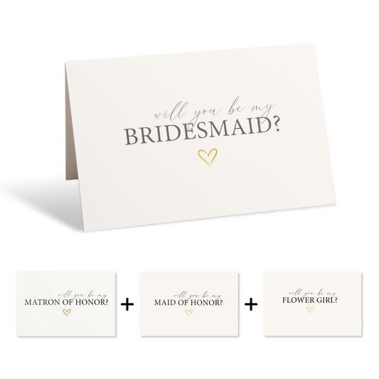 Will You Be My Bridesmaid Card Set of 12 - 8 Bridesmaid, 2 Maid of Honor, 1 Matron of Honor, 1 Flower girl with Envelopes and Sealing Stickers