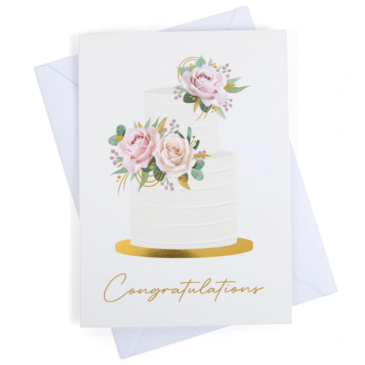 Congratulations Wedding Card with Gold Foil and Envelope