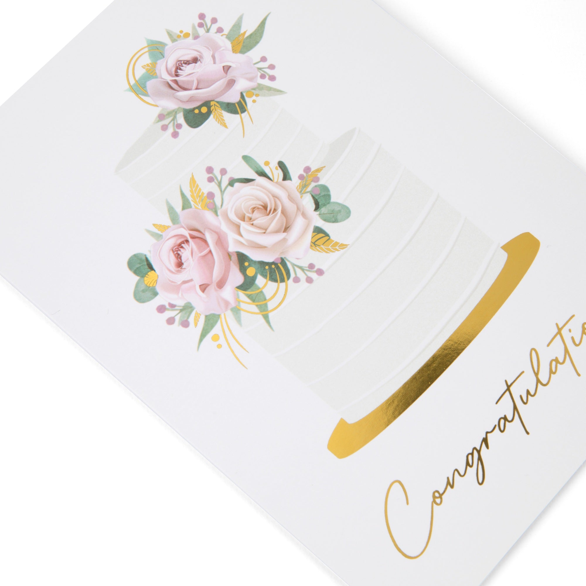 Congratulations Wedding Card with Gold Foil and Envelope