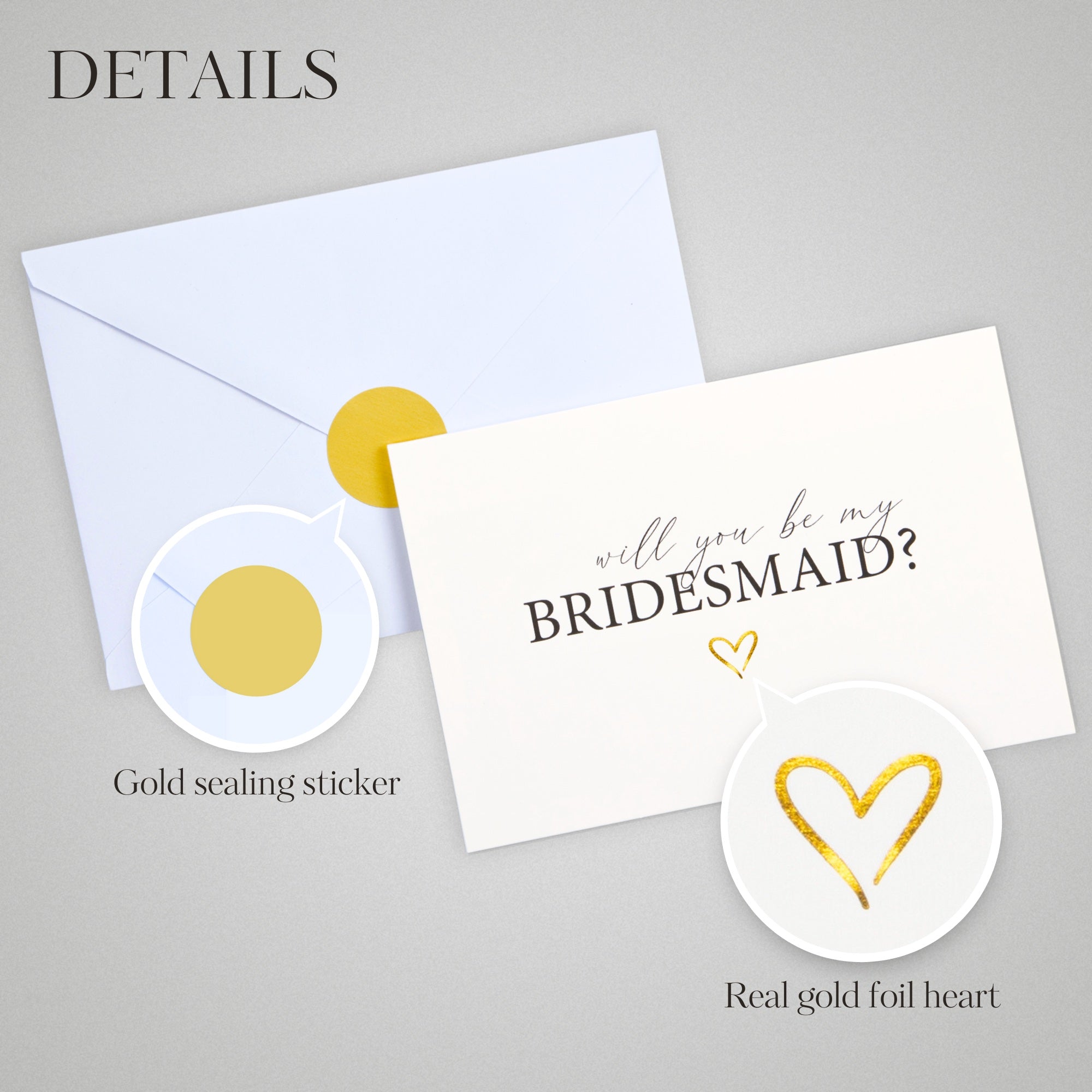 Will You Be My Bridesmaid Card Set of 12 - 8 Bridesmaid, 2 Maid of Honor, 1 Matron of Honor, 1 Flower girl with Envelopes and Sealing Stickers