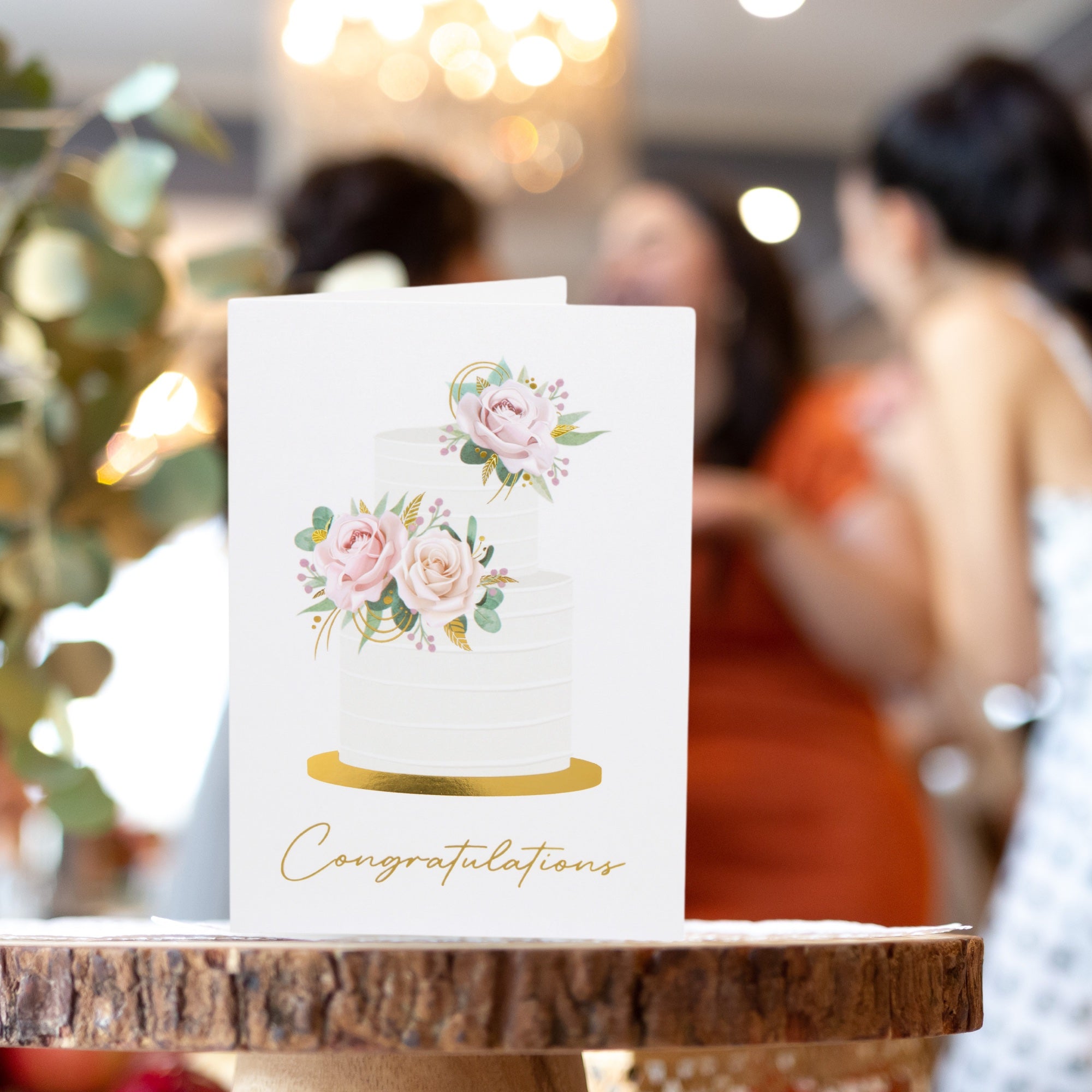 Congratulations Wedding Card with Gold Foil and Envelope